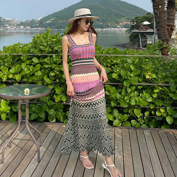 summer women elegant striped knitted dress striped design long lady sleeveless maxi female clothing 210529, Black;gray
summer women elegant striped knitted dress striped design long lady sleeveless maxi female clothing 210529, Black;gray