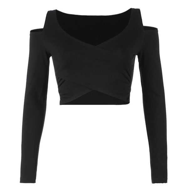 women's t-shirt 2021 autumn solid color v-neck long sleeve off-the-shoulder short slim women, White
women's t-shirt 2021 autumn solid color v-neck long sleeve off-the-shoulder short slim women, White