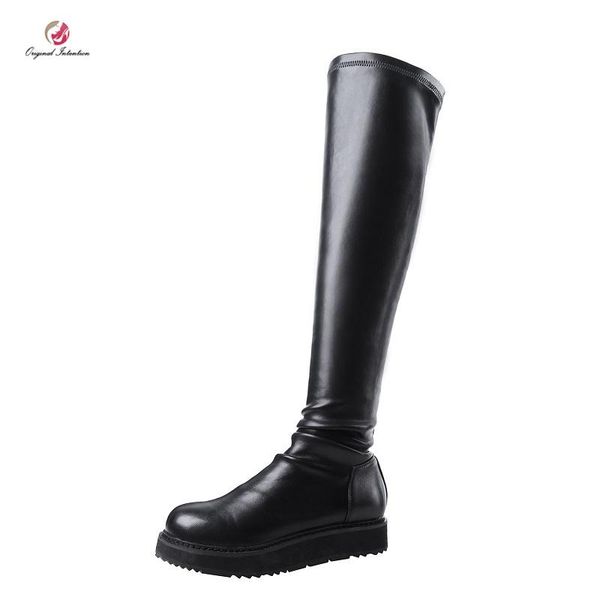 boots original intention black genuine leather over the knee high woman winter wrinkle platform flats round toe shoe
boots original intention black genuine leather over the knee high woman winter wrinkle platform flats round toe shoe