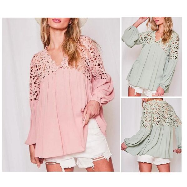 women's blouses & shirts women lace stitching hollow-out shirt solid color v-neck long sleeves blouse elegant loose casual chiffon for, White
women's blouses & shirts women lace stitching hollow-out shirt solid color v-neck long sleeves blouse elegant loose casual chiffon for, White