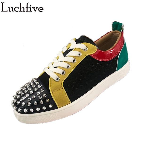 dress shoes mixed color inlay rivet sneakers men thick bottom lace-up flat splicing ventilation designer casual, Black
dress shoes mixed color inlay rivet sneakers men thick bottom lace-up flat splicing ventilation designer casual, Black