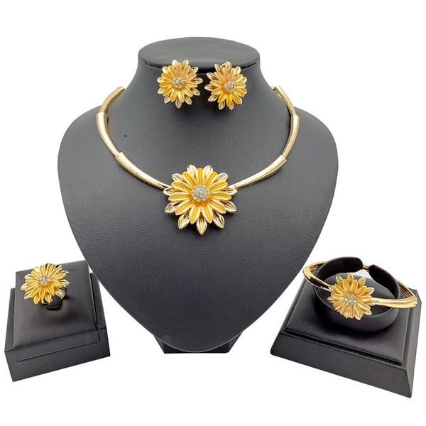 earrings & necklace charm bridal jewelry sets women gold flower bracelet ring crystal party luxury set, Silver
earrings & necklace charm bridal jewelry sets women gold flower bracelet ring crystal party luxury set, Silver