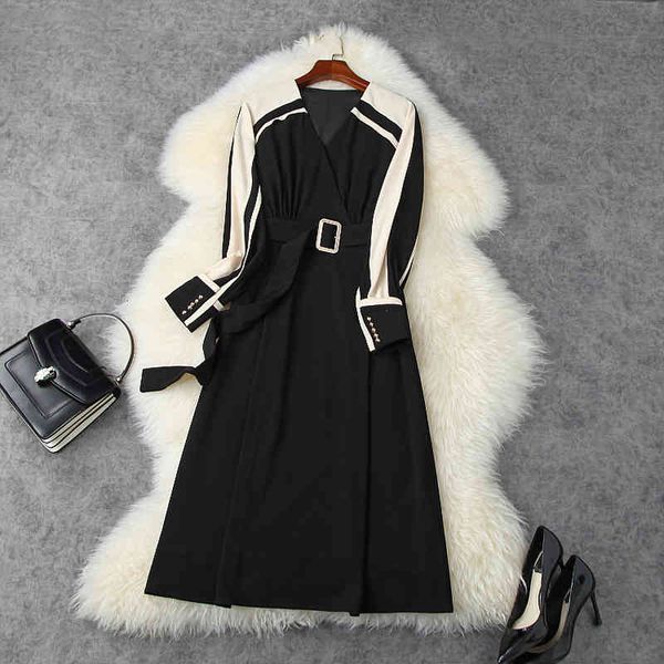 casual dresses superior quality autumn xl high waist lady office work v-neck long sleeves women party dress belt wai3, Black;gray
casual dresses superior quality autumn xl high waist lady office work v-neck long sleeves women party dress belt wai3, Black;gray