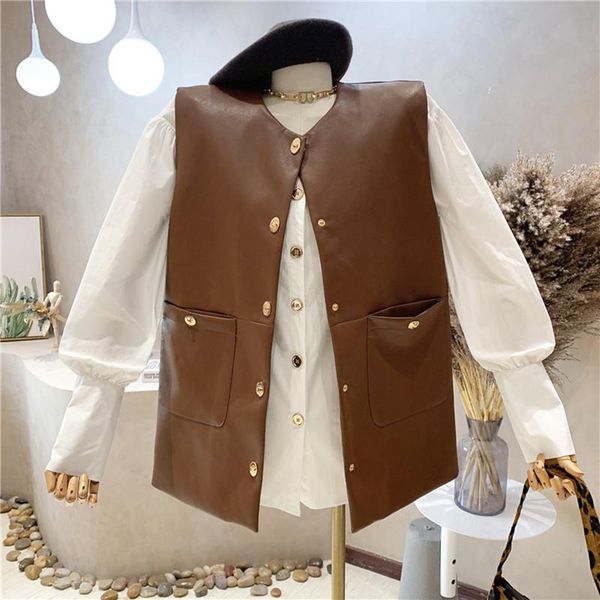 women's vests clothing 2021 autumn medium and long pu leather vest coat + white shirt two-piece set, Black;white
women's vests clothing 2021 autumn medium and long pu leather vest coat + white shirt two-piece set, Black;white