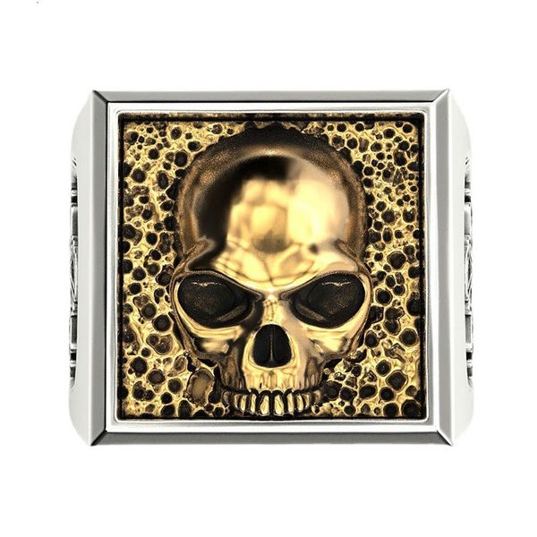 ring jewelry personality creativity two-color skull square men's domineering straight hair, Silver
ring jewelry personality creativity two-color skull square men's domineering straight hair, Silver