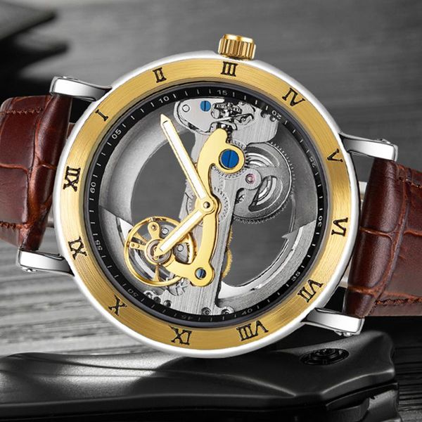 wristwatches luxury leather men's watch automatic mechanical cowhide casual fashion clock, Slivery;brown
wristwatches luxury leather men's watch automatic mechanical cowhide casual fashion clock, Slivery;brown