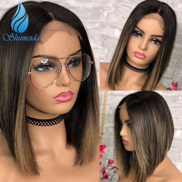 lace wigs shumeida brown color 13x6 t part front brazilian remy human hair highlight short bob with baby for black women, Black;brown
lace wigs shumeida brown color 13x6 t part front brazilian remy human hair highlight short bob with baby for black women, Black;brown