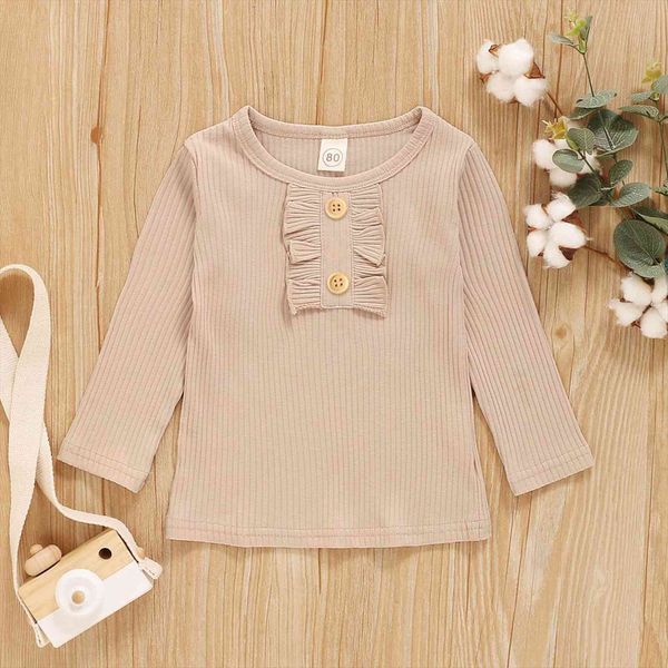1 6years baby girls ribbed shirt long sleeve t solid color ruffle decoration button classic spring autumn clothing, White
1 6years baby girls ribbed shirt long sleeve t solid color ruffle decoration button classic spring autumn clothing, White