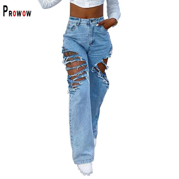 women's jeans prowow fashion ripped broken hole women high waisted slim denim pant for party nightclub 2021 summer female trousers, Blue
women's jeans prowow fashion ripped broken hole women high waisted slim denim pant for party nightclub 2021 summer female trousers, Blue