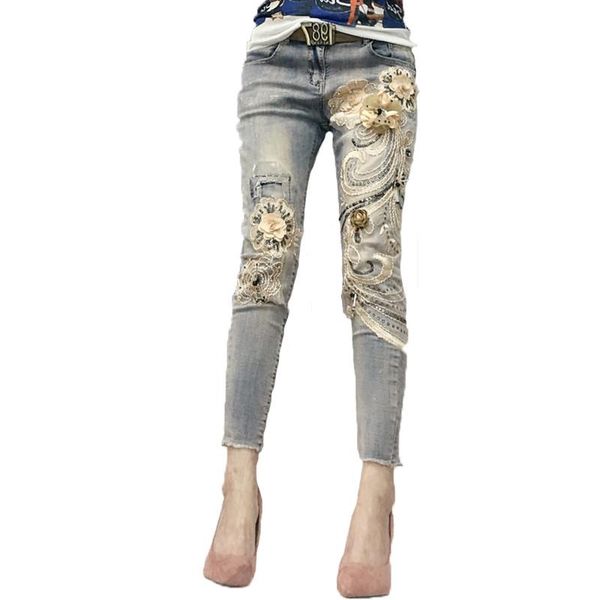 women's jeans vintage for woman bronzing heavy 3d flower floral embroidery elastic denim pants 2021 spring girl lady casual trousers, Blue
women's jeans vintage for woman bronzing heavy 3d flower floral embroidery elastic denim pants 2021 spring girl lady casual trousers, Blue
