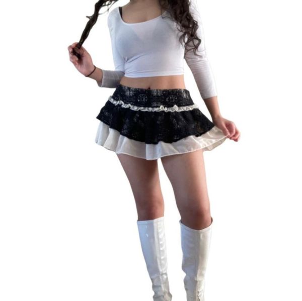 skirts women summer skirt lace splicing middle-waist layered pleated miniskirt for girls black white
skirts women summer skirt lace splicing middle-waist layered pleated miniskirt for girls black white