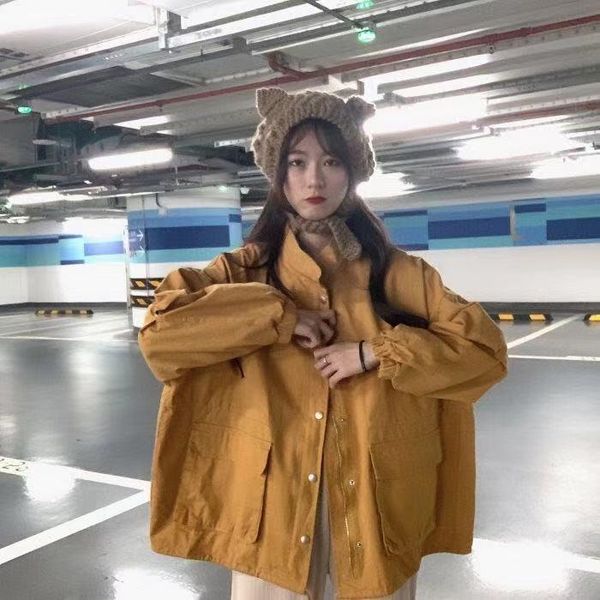 women's jackets spring 2021 retro salt coat female korean casual fashion trend all-match tooling long-sleeved top, Black;brown 
women's jackets spring 2021 retro salt coat female korean casual fashion trend all-match tooling long-sleeved top, Black;brown