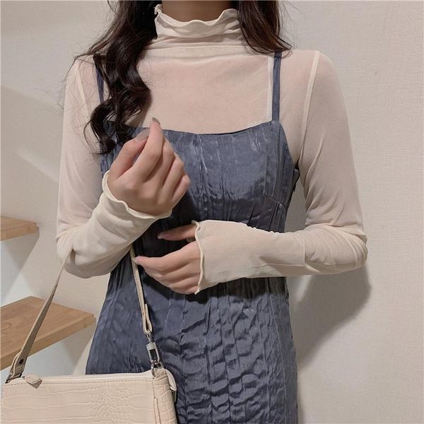 women's blouses & shirts herstory thin perspective women candy color stretch mesh fashion bottoming 2021 fall black elastic blouse, White
women's blouses & shirts herstory thin perspective women candy color stretch mesh fashion bottoming 2021 fall black elastic blouse, White