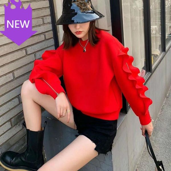 women's hoodies & sweatshirts zipper ruffle long sleeve causal jumper women autumn winter pullover 2021 korean, Black
women's hoodies & sweatshirts zipper ruffle long sleeve causal jumper women autumn winter pullover 2021 korean, Black
