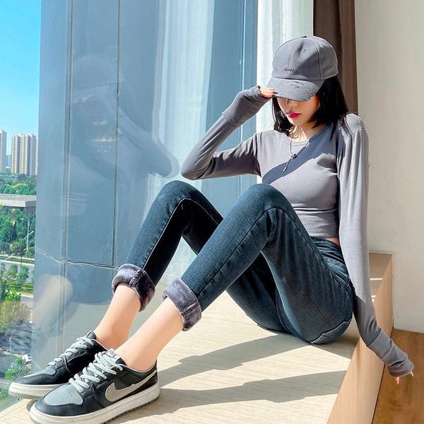 women's jeans stretch super high-rise woman thicken winter warm skinny denim pencil pants ladies casual pantalones vaqueros mujer, Blue
women's jeans stretch super high-rise woman thicken winter warm skinny denim pencil pants ladies casual pantalones vaqueros mujer, Blue