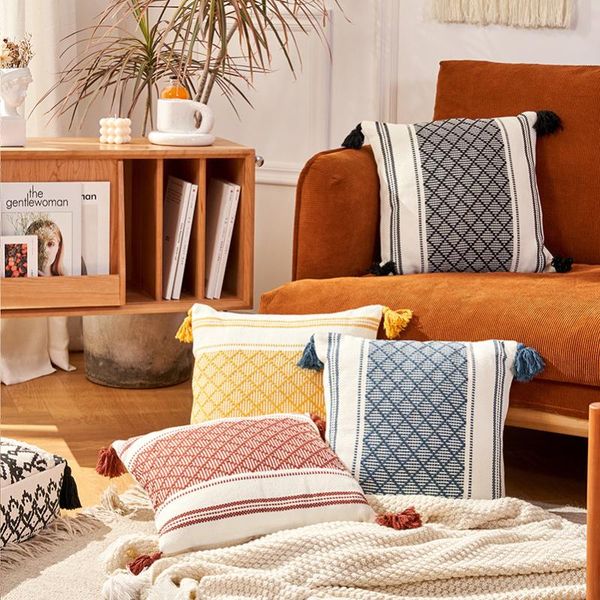 cushion/decorative pillow yarn-dyed tassel geometric woven cushion cover 45x45cm boho home decore sofa car throw plaid red black pillowcases
cushion/decorative pillow yarn-dyed tassel geometric woven cushion cover 45x45cm boho home decore sofa car throw plaid red black pillowcases