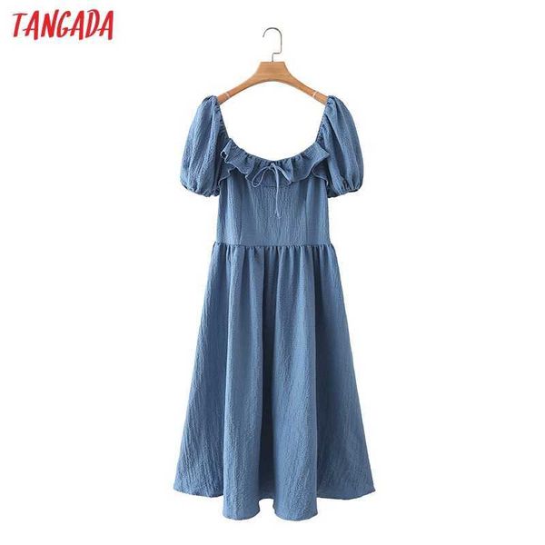 tangada summer women blue ruffles midi dress bow puff short sleeve ladies vintage sundress 2m57 210609, Black;gray
tangada summer women blue ruffles midi dress bow puff short sleeve ladies vintage sundress 2m57 210609, Black;gray