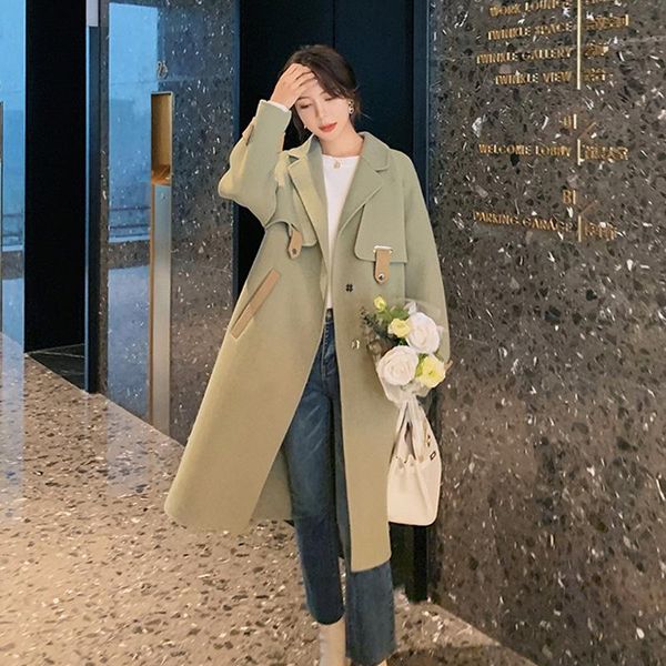 women's wool & blends woolen outerwear women autumn winter windbreaker jacket female loose medium long thick casual overcoat manteau, Black
women's wool & blends woolen outerwear women autumn winter windbreaker jacket female loose medium long thick casual overcoat manteau, Black
