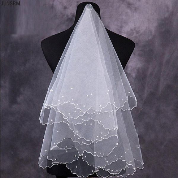 bridal veils simple and elegent wedding veil tulle white ivory two layers bride accessories short women with pearl, Black
bridal veils simple and elegent wedding veil tulle white ivory two layers bride accessories short women with pearl, Black