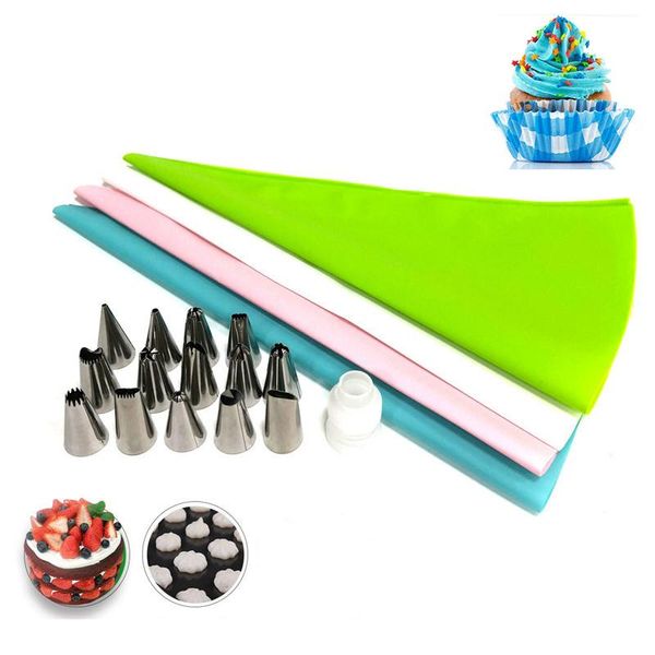 baking & pastry tools cake decorating 16pcs/set silicone bag tips kitchen diy icing piping cream reusable bags plus nozzle set
baking & pastry tools cake decorating 16pcs/set silicone bag tips kitchen diy icing piping cream reusable bags plus nozzle set