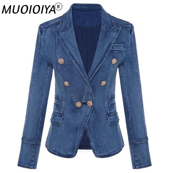 women's suits & blazers denim blazer fashion casual 2021 designer women double lion button long sleeve jeans jacket outwear coa, White;black
women's suits & blazers denim blazer fashion casual 2021 designer women double lion button long sleeve jeans jacket outwear coa, White;black