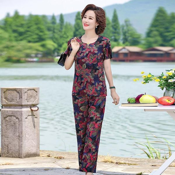 middle-aged women 2 piece set summer suits short sleeve print and pants plus size two-piece female t-shirt women clothing, Gray
middle-aged women 2 piece set summer suits short sleeve print and pants plus size two-piece female t-shirt women clothing, Gray