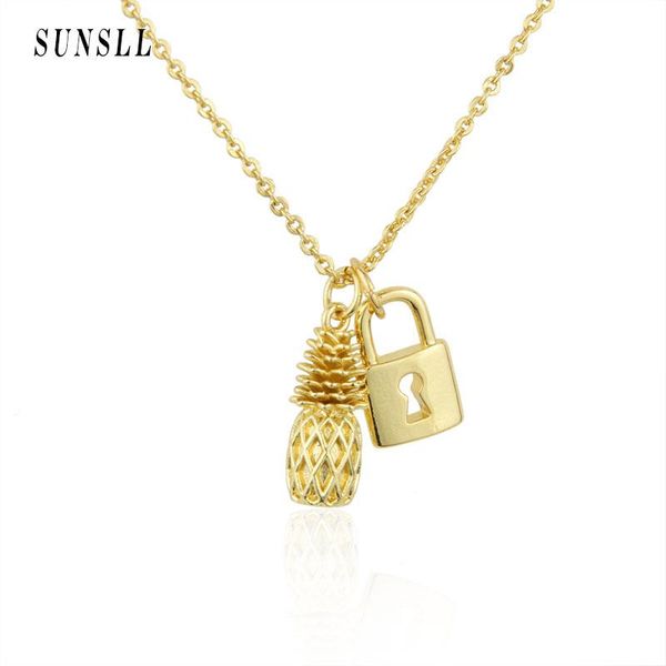 pendant necklaces sunsll design mashup style pineapple and lock simple fashion necklace gold-plated jewelry gift, Silver
pendant necklaces sunsll design mashup style pineapple and lock simple fashion necklace gold-plated jewelry gift, Silver