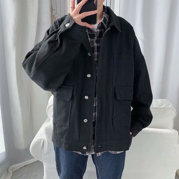 spring and autumn black loose trend youth denim men's fashion brand jacket, Black;brown
spring and autumn black loose trend youth denim men's fashion brand jacket, Black;brown