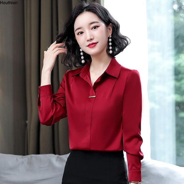 women's blouses & shirts houthion silk satin slim fashion long sleeve casual blouse lady solid shirt, White
women's blouses & shirts houthion silk satin slim fashion long sleeve casual blouse lady solid shirt, White