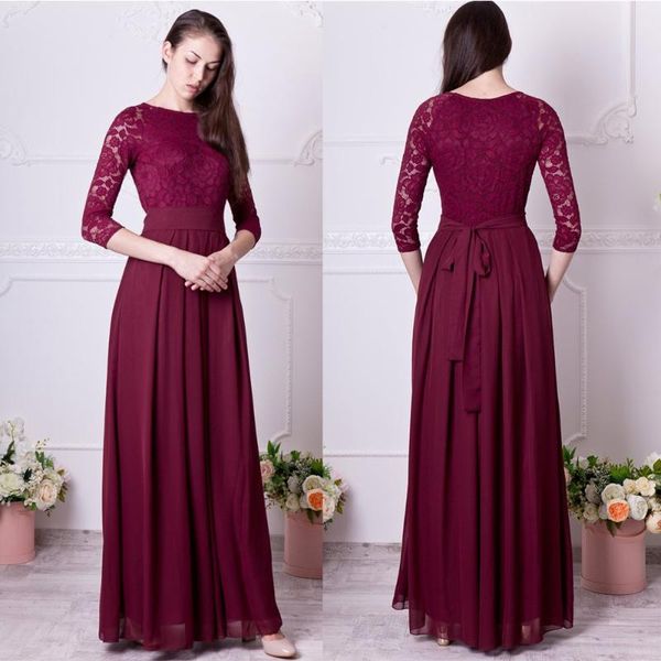 bridesmaid dress burgundy long floral lace formal gown with sleeves modest plus size 3/4, White;pink
bridesmaid dress burgundy long floral lace formal gown with sleeves modest plus size 3/4, White;pink