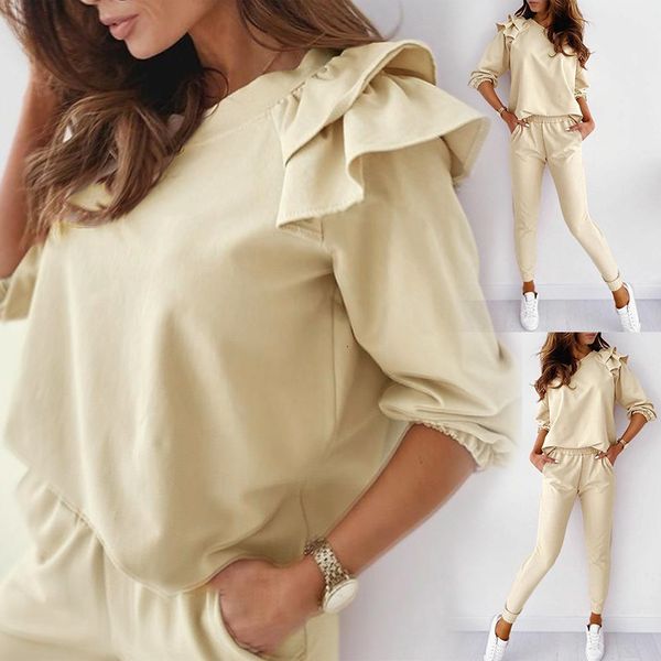 2021 new womens cor slida 2 pea conjunto outfit casual babados manga longa s e calas ternos treino streetwear senhoras dois conjuntos de, White
2021 new womens cor slida 2 pea conjunto outfit casual babados manga longa s e calas ternos treino streetwear senhoras dois conjuntos de, White