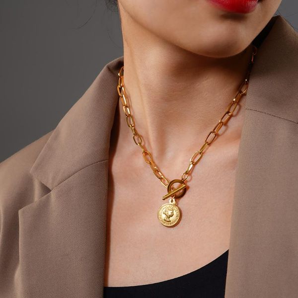 pendant necklaces fanshidi stainless steel toggle for women queen elizabeth coin vintage choker jewelry collier gift, Silver
pendant necklaces fanshidi stainless steel toggle for women queen elizabeth coin vintage choker jewelry collier gift, Silver