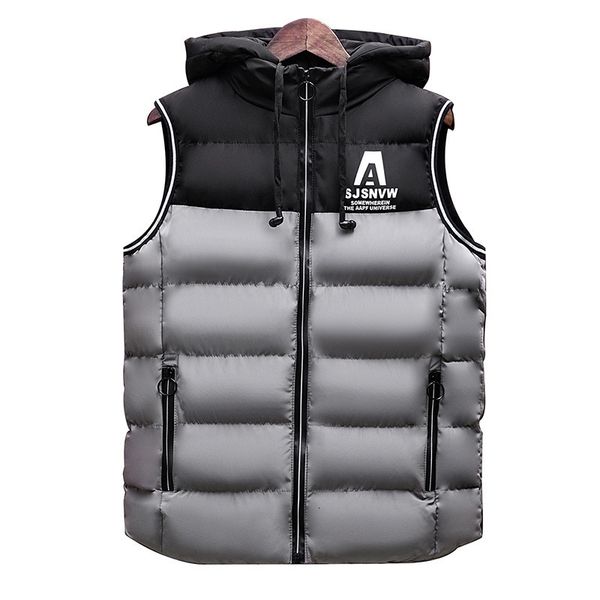 autumn and winter men's hooded thickened color matching down cotton jacket large casual vest, Black;white
autumn and winter men's hooded thickened color matching down cotton jacket large casual vest, Black;white