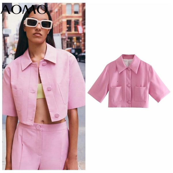 women's suits & blazers aomo women 2021 fashion pink crop blazer coat vintage double pocket short sleeve female outerwear chic je128a, White;black
women's suits & blazers aomo women 2021 fashion pink crop blazer coat vintage double pocket short sleeve female outerwear chic je128a, White;black