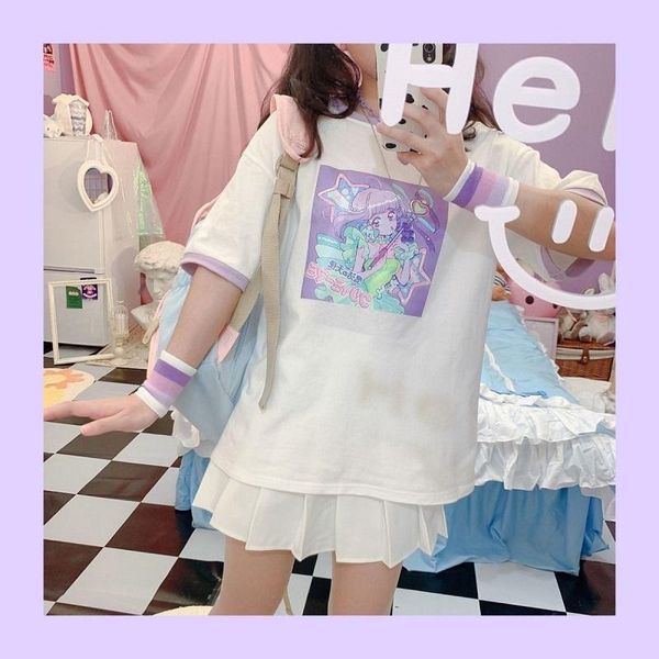 women's t-shirt casual women clothing clothes tee harajuku cute anime printing fashion t shirts o neck short sleeve shirt, White
women's t-shirt casual women clothing clothes tee harajuku cute anime printing fashion t shirts o neck short sleeve shirt, White