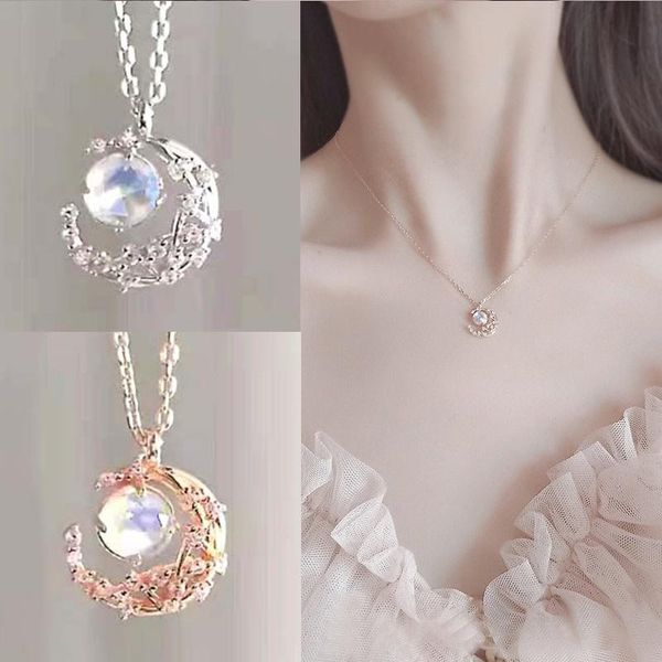 pendant necklaces moon cubic zircon necklace for woman crescent clavicle chain hollow moonstone choker charm jewelry gifts, Silver
pendant necklaces moon cubic zircon necklace for woman crescent clavicle chain hollow moonstone choker charm jewelry gifts, Silver