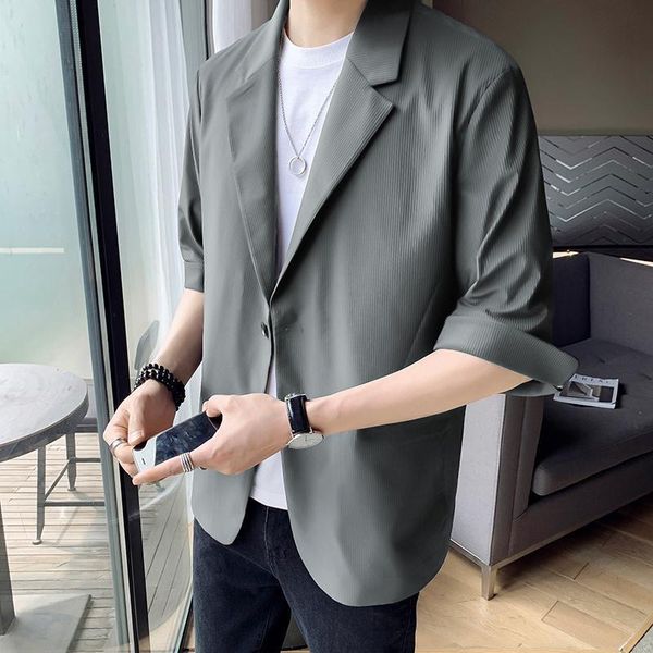 men's suits & blazers summer suit short sleeve 5 / korean fashion loose middle thin 7 coat, White;black
men's suits & blazers summer suit short sleeve 5 / korean fashion loose middle thin 7 coat, White;black