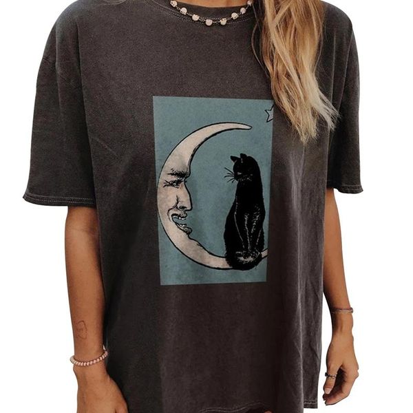 women's t-shirt women fashion casual sun moon print loose short sleeve long ins vintage 2021 summer oversize tee shirts, White
women's t-shirt women fashion casual sun moon print loose short sleeve long ins vintage 2021 summer oversize tee shirts, White