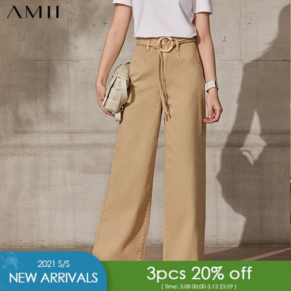 women's jeans amii minimalism spring summer fashion causal high waist belt loose long streetwear pants 12170114, Blue
women's jeans amii minimalism spring summer fashion causal high waist belt loose long streetwear pants 12170114, Blue