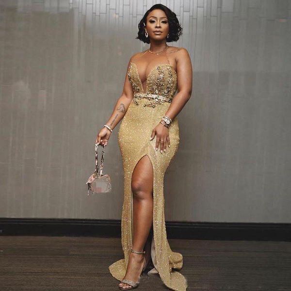 aso ebi arabic gold mermaid evening dresses beaded crystals prom dresses high split formal party reception gowns robes de soiree, Black;red
aso ebi arabic gold mermaid evening dresses beaded crystals prom dresses high split formal party reception gowns robes de soiree, Black;red