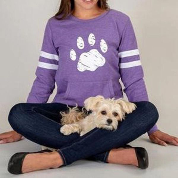 women's hoodies & sweatshirts spring and autumn long-sleeved jacket cat dog footprint pattern printed round neck patch pocket sweatshi, Black
women's hoodies & sweatshirts spring and autumn long-sleeved jacket cat dog footprint pattern printed round neck patch pocket sweatshi, Black