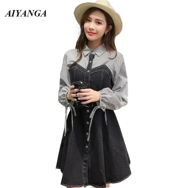 casual dresses aiyanga quality female denim dress fashion patchwork long sleeve a-line autumn 2021 women high waist slim ladies, Black;gray
casual dresses aiyanga quality female denim dress fashion patchwork long sleeve a-line autumn 2021 women high waist slim ladies, Black;gray