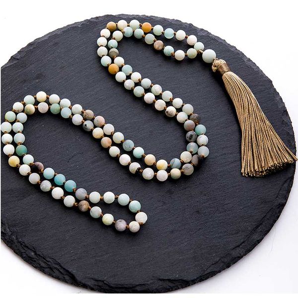 pendant necklaces 6/8mm natural frosted amazonite beads knotted 108 mala necklace meditation yoga declaration blessing rosary jewelry, Silver
pendant necklaces 6/8mm natural frosted amazonite beads knotted 108 mala necklace meditation yoga declaration blessing rosary jewelry, Silver