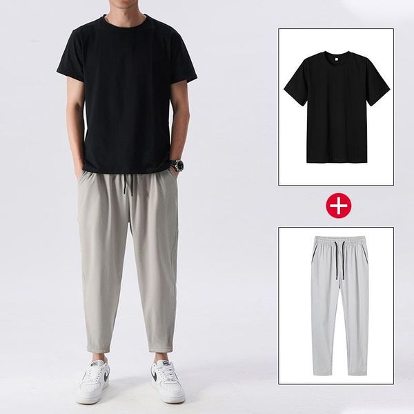 men's tracksuits short sleeve capris 2-piece 2021 summer korean fashion brand casual running suit, Gray
men's tracksuits short sleeve capris 2-piece 2021 summer korean fashion brand casual running suit, Gray