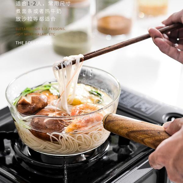pans transparent glass milk pot can be open flame heat-resistant soup home cooking noodle salad bowl with wooden handle
pans transparent glass milk pot can be open flame heat-resistant soup home cooking noodle salad bowl with wooden handle
