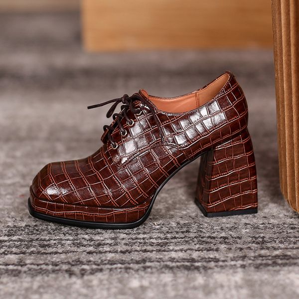 Lace-up Retro Concise Mary Janes Women Pumps Genuine Leather Platforms Thick Heels Shoes Woman 2021 Spring Pumps Platform Heels, Black
Lace-up Retro Concise Mary Janes Women Pumps Genuine Leather Platforms Thick Heels Shoes Woman 2021 Spring Pumps Platform Heels, Black