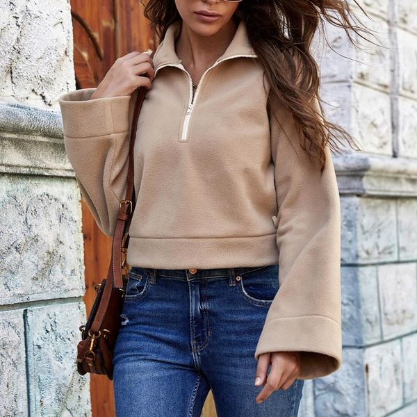 women's hoodies & sweatshirts winter warm women fashion turndown collar solid color navel exposed long sleeves undershirt short casual, Black
women's hoodies & sweatshirts winter warm women fashion turndown collar solid color navel exposed long sleeves undershirt short casual, Black