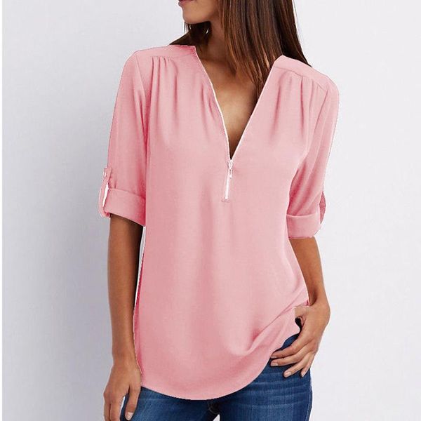 women's t-shirt summer fashion women t-shirts v neck zipper casual loose solid tee shirts female clothing plus size xxxxl 5xl, White
women's t-shirt summer fashion women t-shirts v neck zipper casual loose solid tee shirts female clothing plus size xxxxl 5xl, White