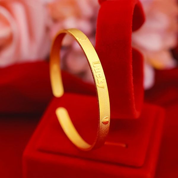 lucky carved 18k yellow gold filled classic women cuff bangle fashion jewelry gift luxury accessories, Black
lucky carved 18k yellow gold filled classic women cuff bangle fashion jewelry gift luxury accessories, Black