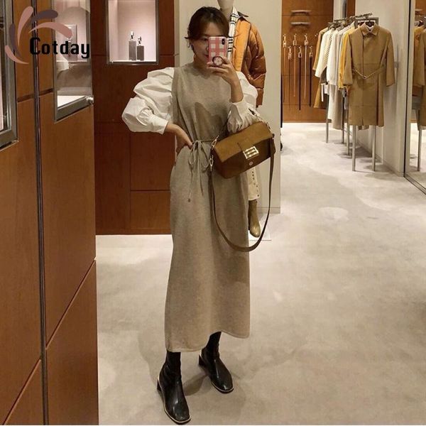 casual dresses cotday knitted puff sleeve slim o neck patchwork autumn 2021 women vintage office elegant a line sweater, Black;gray
casual dresses cotday knitted puff sleeve slim o neck patchwork autumn 2021 women vintage office elegant a line sweater, Black;gray